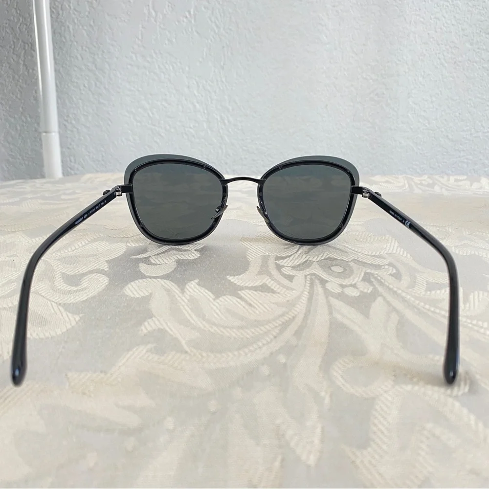 CHANEL Sunglasses Black Grey